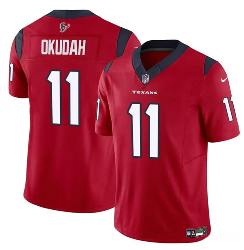 Men's Red Houston Texans #11 Jeff Okudah 2024 F.U.S.E Vapor Untouchable Stitched Football Jersey